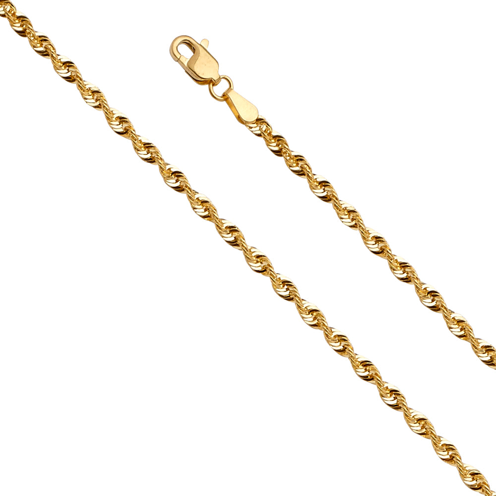 14K Yellow Gold Hollow Hollow Super Light French Rope D.C. 2.5mm Chain - CH-0530