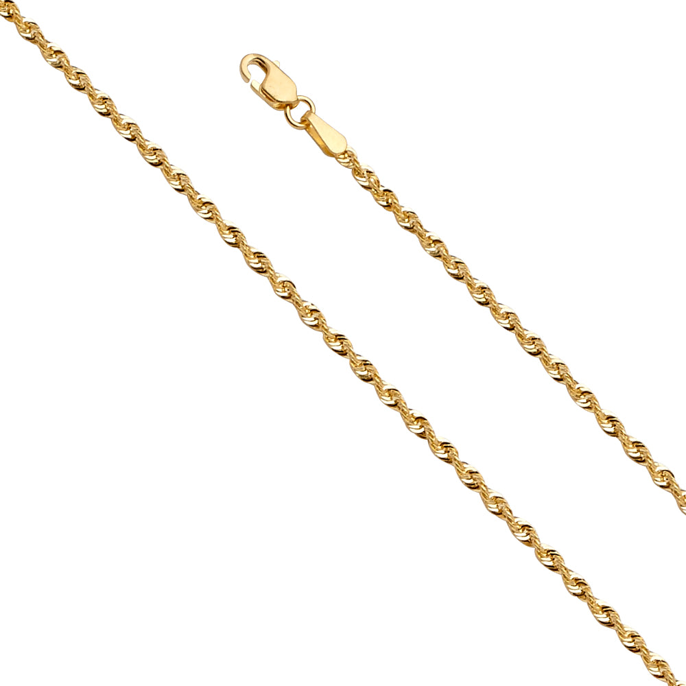 14K Yellow Gold Hollow Hollow Super Light French Rope D.C. 1.9mm Chain - CH-0531