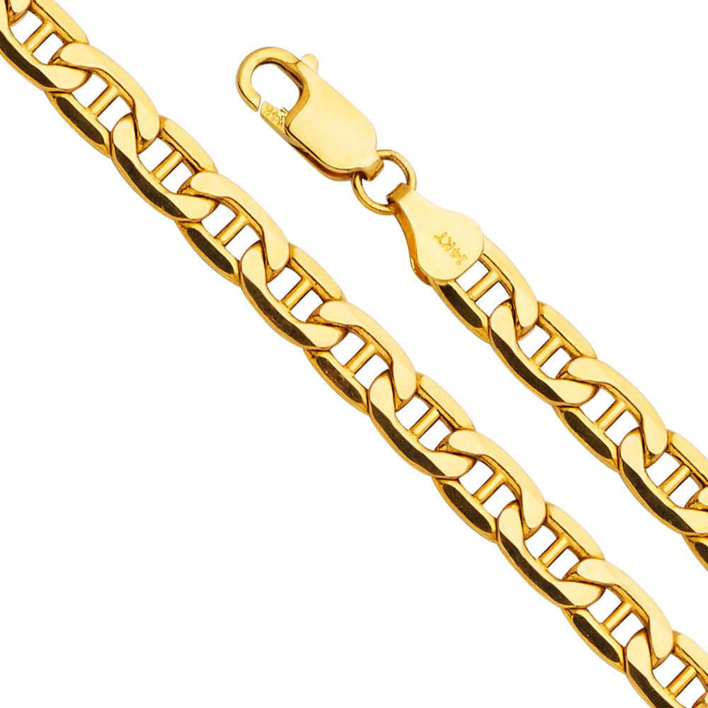 14K Yellow Gold Hollow Bevelled Mariner 6.2mm Chain - CH-0533