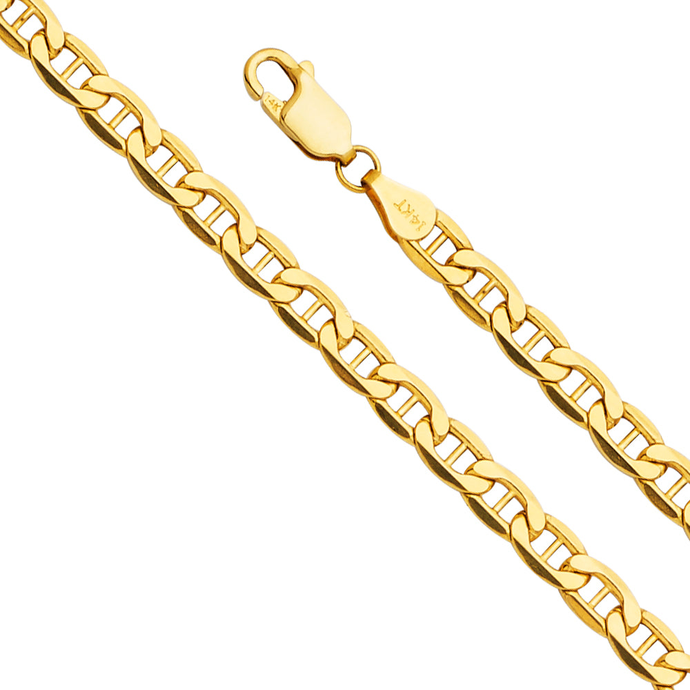 14K Yellow Gold Hollow Bevelled Mariner 4.7mm Chain - CH-0534