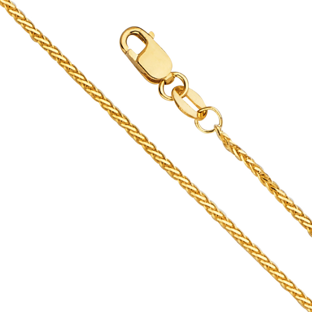 14K Yellow Gold 6 D.C. Round Wheat (Shiny Finish) 1.3mm Chain - CH-0544