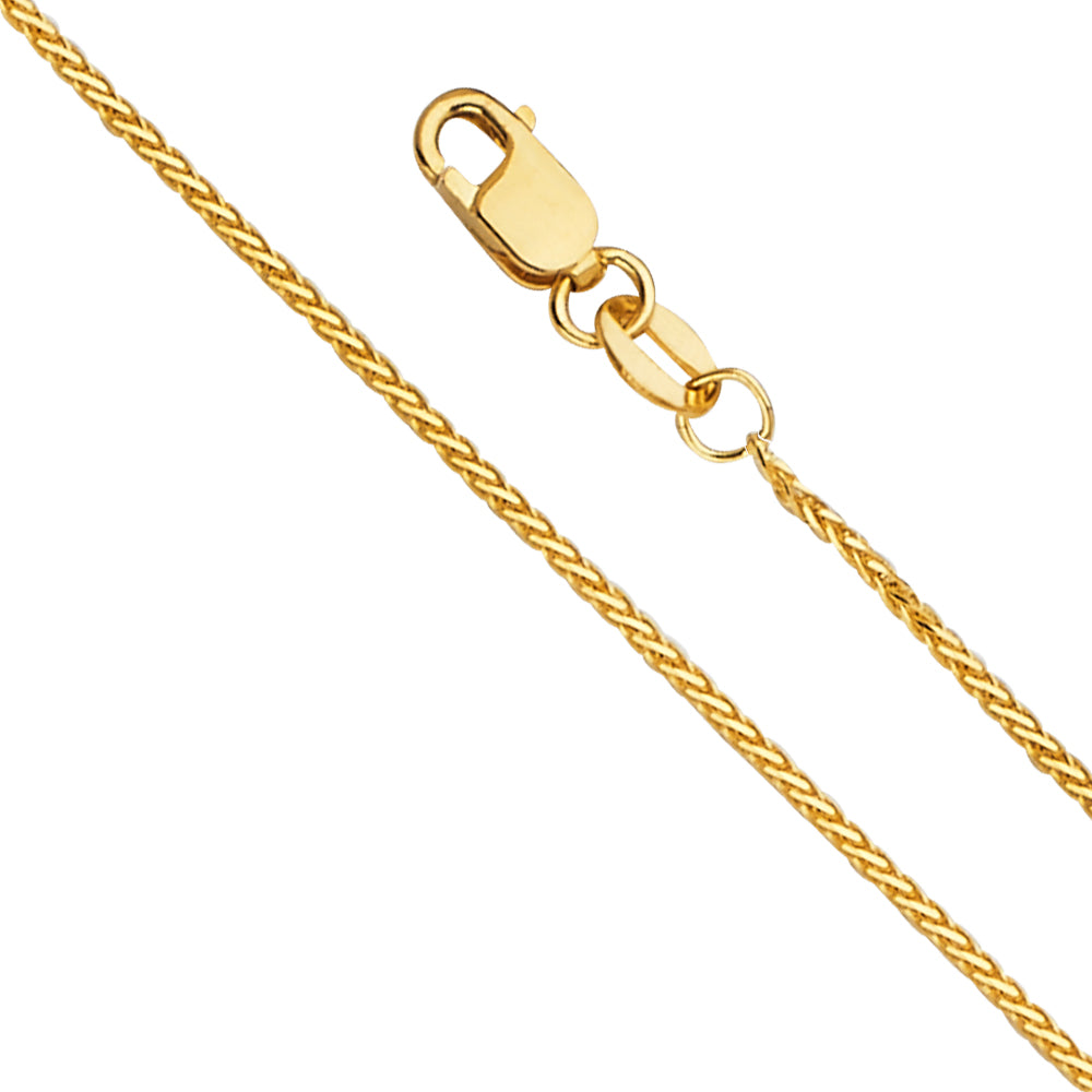 14K Yellow Gold 6 D.C. Round Wheat (Shiny Finish) 1mm Chain - CH-0545