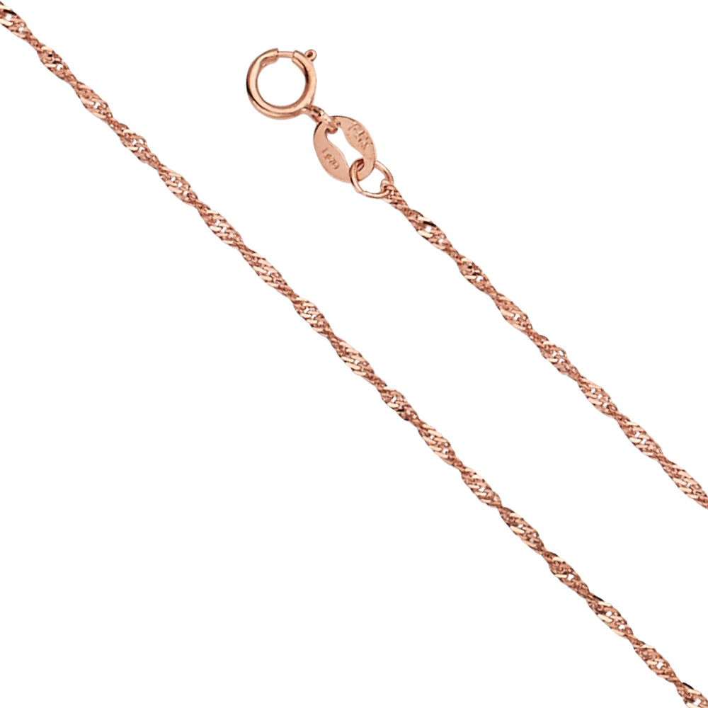 14K Yellow Gold Assorted Pink Gold Pendant Chains 1.2mm Chain - CH-0557