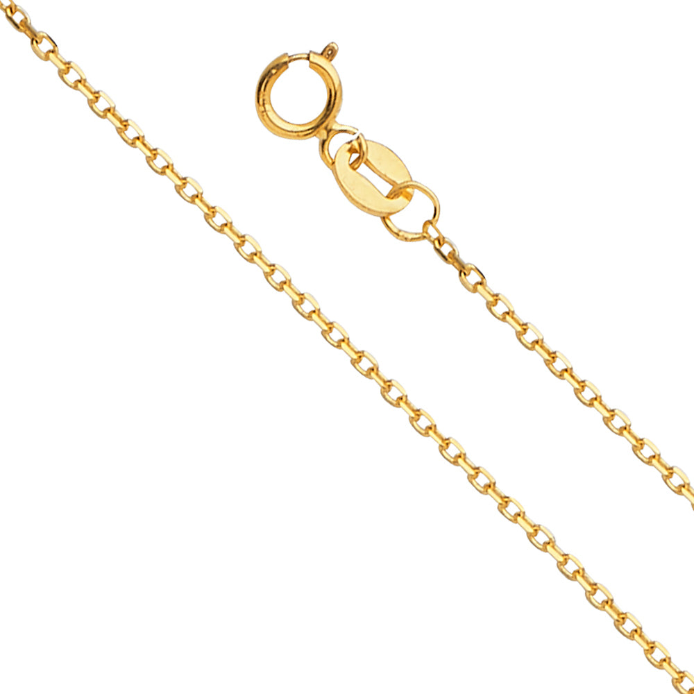 14K Yellow Gold Oval Angled D.C. Cable 1.2mm Chain - CH-0558