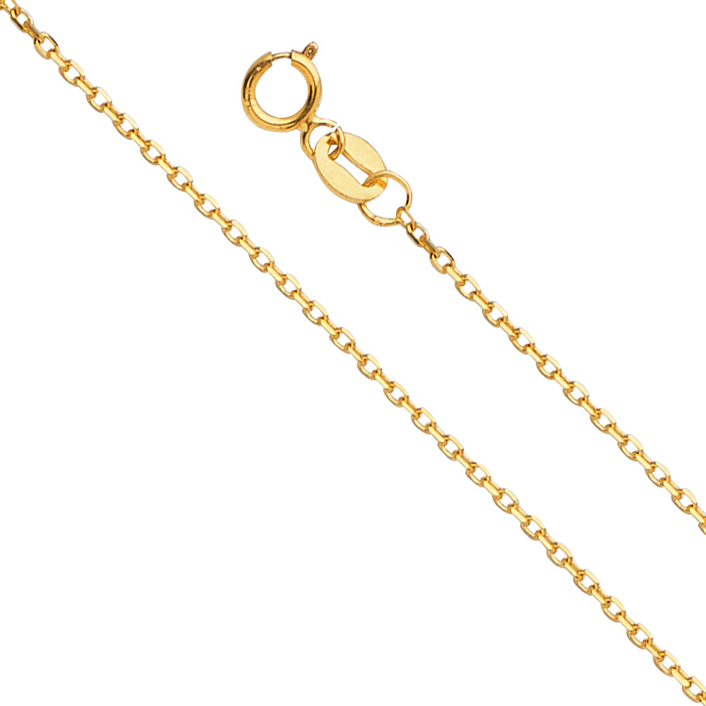 14K Yellow Gold Oval Angled D.C. Cable 0.9mm Chain - CH-0559