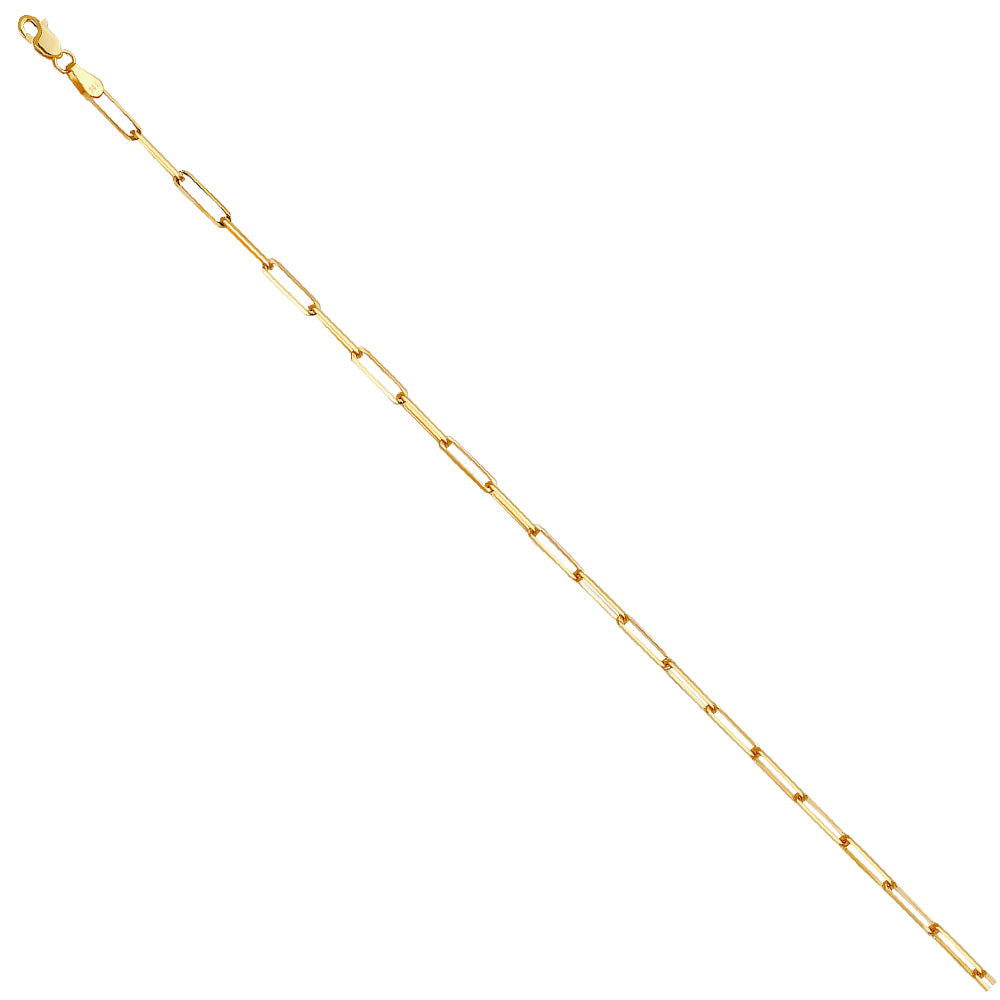 14K Yellow Gold Solid Solid Paper Clip 2.7mm Chain - CH-0570