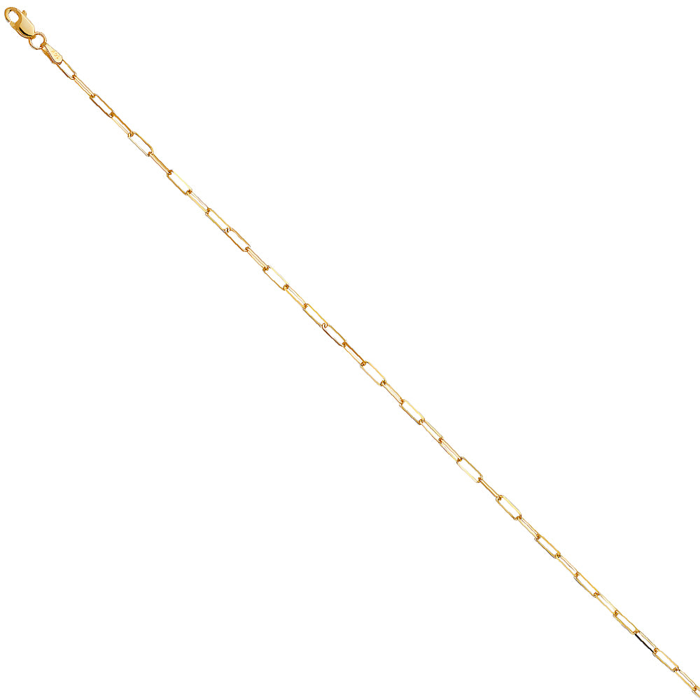 14K Yellow Gold Solid Solid Paper Clip 2.1mm Chain - CH-0571