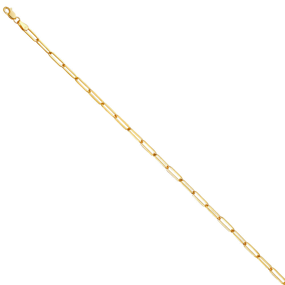 14K Yellow Gold Solid Solid Paper Clip 3mm Chain - CH-0579