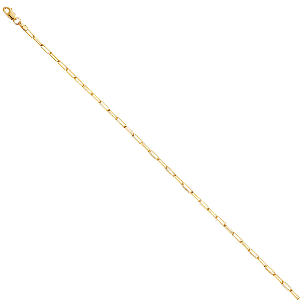 14K Yellow Gold Solid Solid Paper Clip 2.2mm Chain - CH-0580