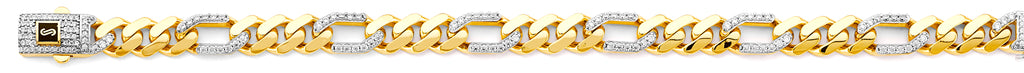 14K Yellow Gold Hollow Monaco Chain Figaro 3+1 with CZ 8mm Chain - CH-0590