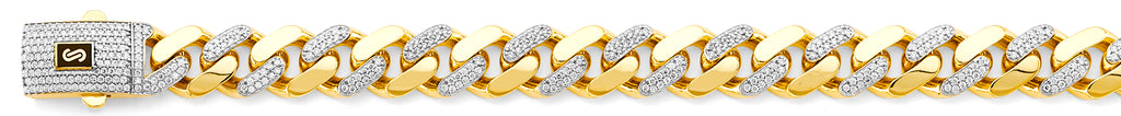 14K Yellow Gold Hollow Monaco Chain Curb with CZ 13.5mm Chain - CH-0591