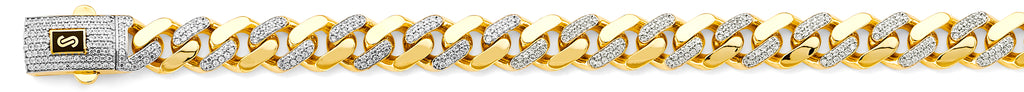 14K Yellow Gold Hollow Monaco Chain Curb with CZ 11.5mm Chain - CH-0592