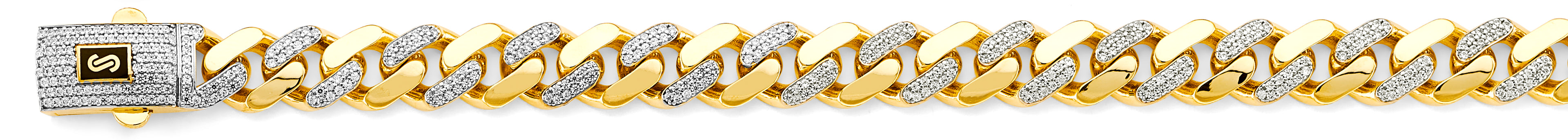 14K Yellow Gold Hollow Monaco Chain Curb with CZ 11.5mm Chain - CH-0592