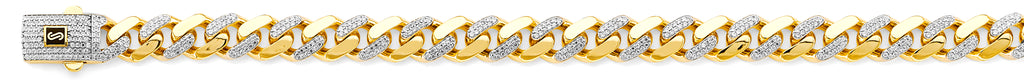 14K Yellow Gold Hollow Monaco Chain Curb with CZ 9.5mm Chain - CH-0593
