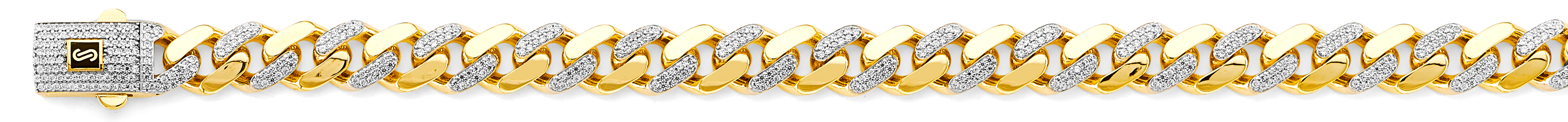 14K Yellow Gold Hollow Monaco Chain Curb with CZ 9.5mm Chain - CH-0593