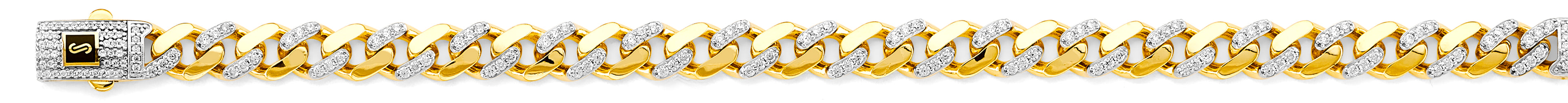 14K Yellow Gold Hollow Monaco Chain Curb with CZ 8mm Chain - CH-0594