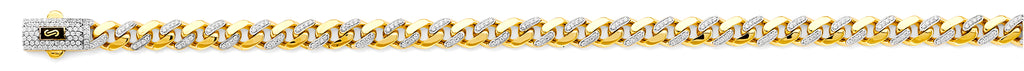 14K Yellow Gold Hollow Monaco Chain Curb with CZ 6.5mm Chain - CH-0595