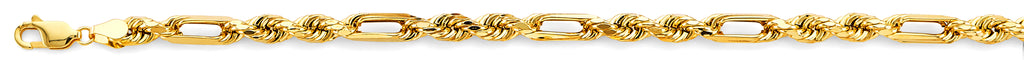 14K Yellow Gold Hollow Hollow Figaro Rope 4.7mm Chain - CH-0602