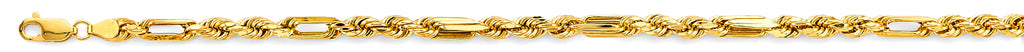 14K Yellow Gold Hollow Hollow Figaro Rope 4.3mm Chain - CH-0603