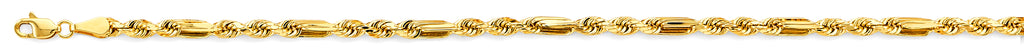 14K Yellow Gold Hollow Hollow Figaro Rope 3.4mm Chain - CH-0604