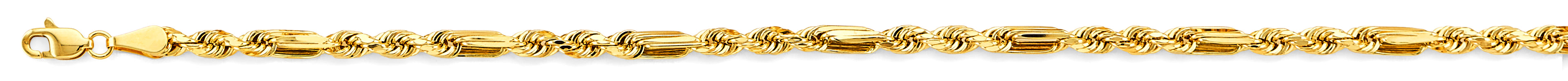 14K Yellow Gold Hollow Hollow Figaro Rope 3.4mm Chain - CH-0604