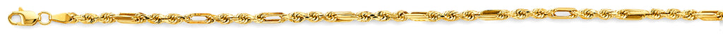 14K Yellow Gold Hollow Hollow Figaro Rope 2.8mm Chain - CH-0605