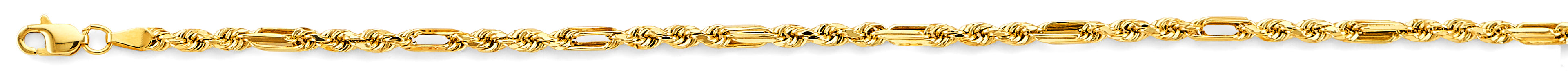 14K Yellow Gold Hollow Hollow Figaro Rope 2.8mm Chain - CH-0605