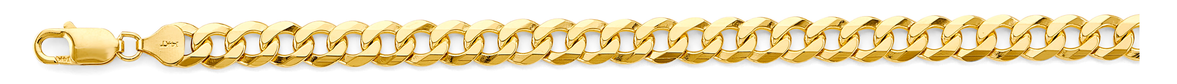 14K Yellow Gold Flat Bevelled Curb 8mm Chain - CH-0632