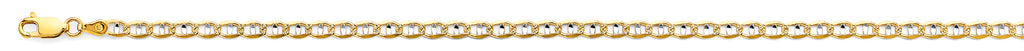 14K Two Tone Gold 2 Tone Mariner Concave Light D.C. 3.5mm Chain - CH-0641