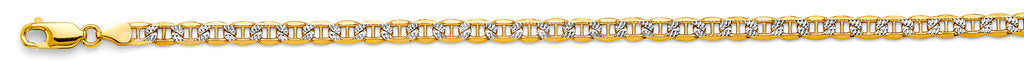 14K White Gold Hollow Bevelled Mariner White Pave 4.8mm Chain - CH-0657