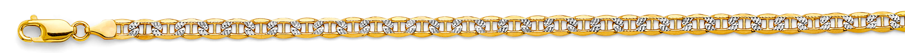 14K White Gold Hollow Bevelled Mariner White Pave 4.8mm Chain - CH-0657