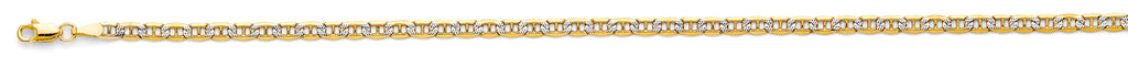 14K White Gold Hollow Bevelled Mariner White Pave 3.4mm Chain - CH-0658