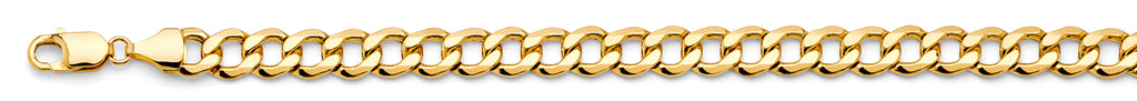 14K Yellow Gold Hollow Bevelled Curb 8.9mm Chain - CH-0660