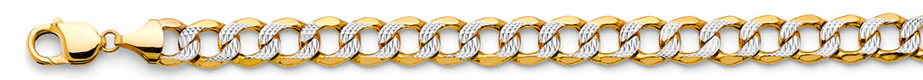 14K White Gold Hollow Bevelled Curb White Pave 10.8mm Chain - CH-0661