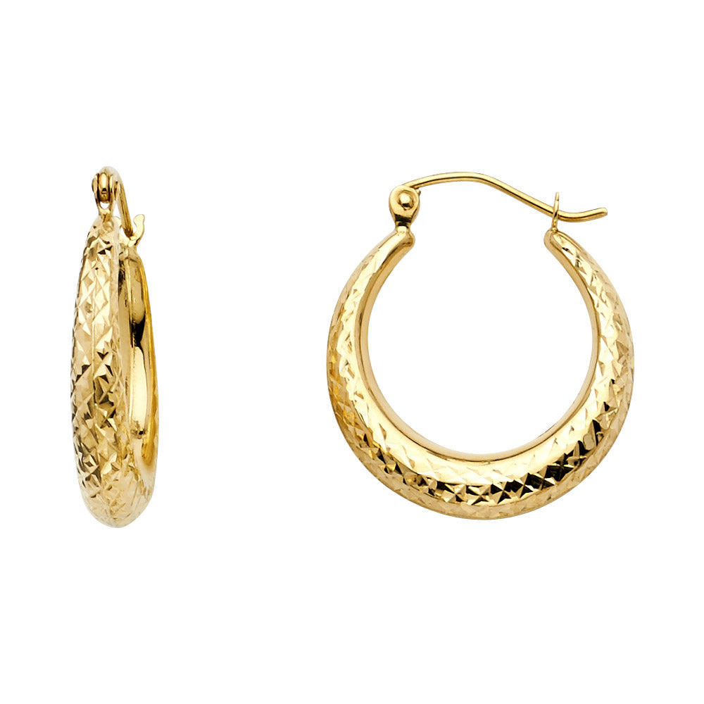 14K Yellow Gold Ball, 3 Color & Fancy Earring - ER12