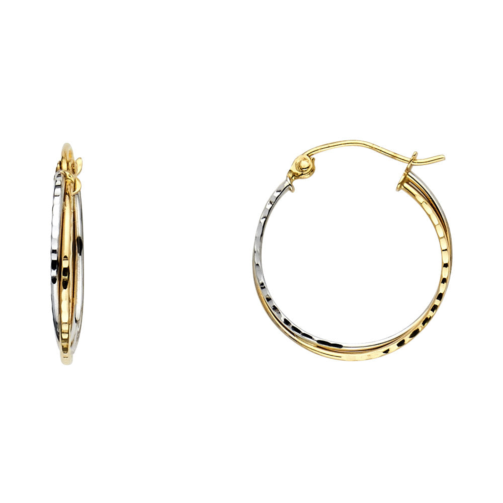 14K Tri Color Ball, 3 Color & Fancy Earring - ER14