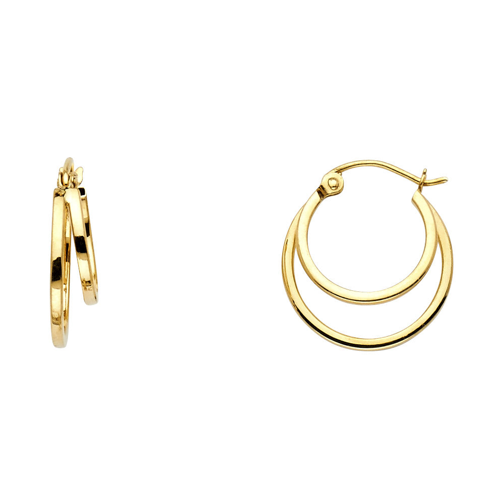 14K Yellow Gold Basic & Fancy Hoop Earring - ER16