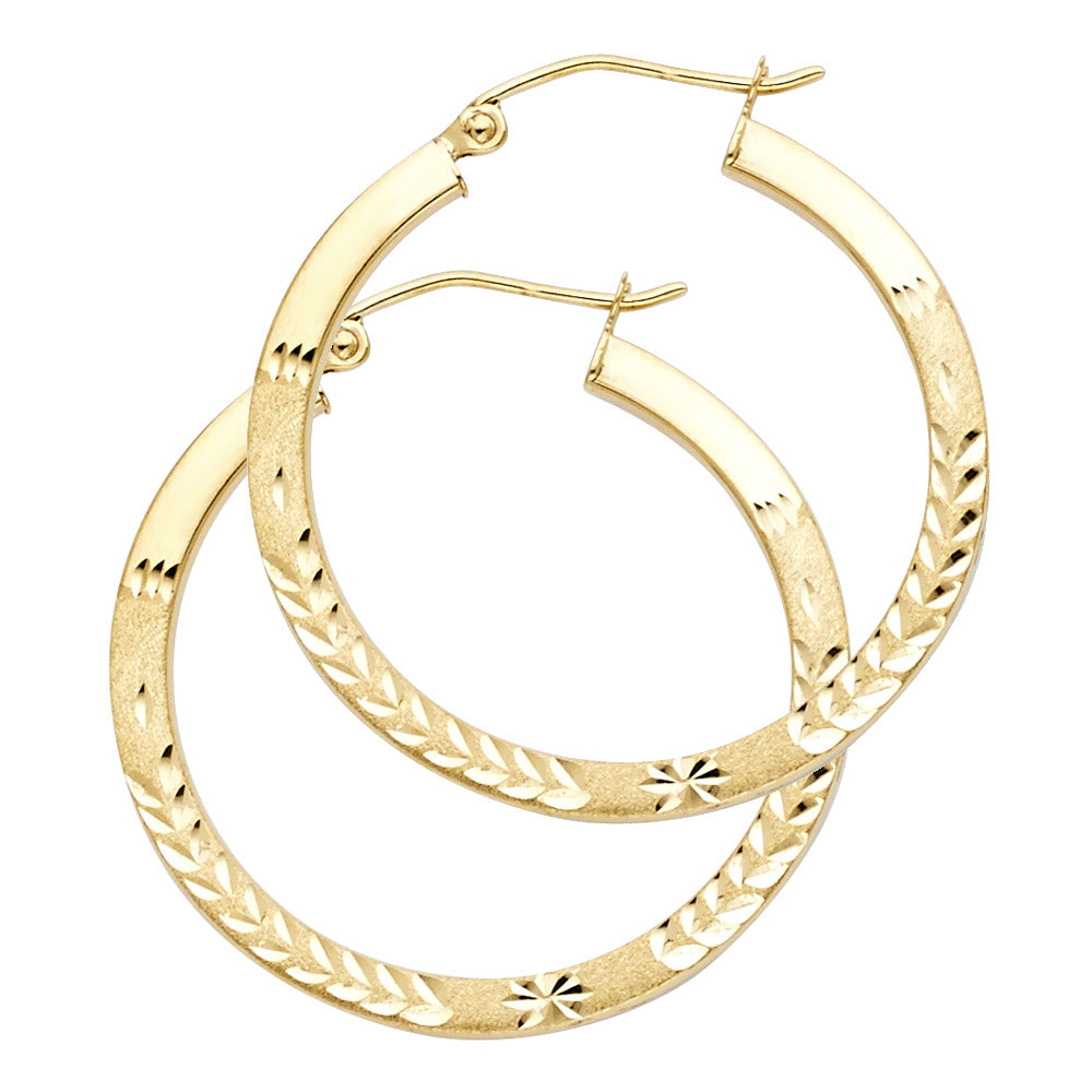14K Yellow Gold Basic & Fancy Hoop Earring - ER28