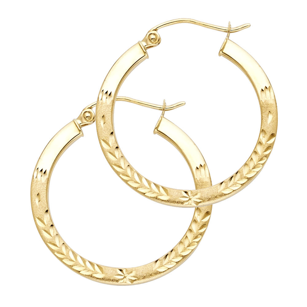 14K Yellow Gold Basic & Fancy Hoop Earring - ER29