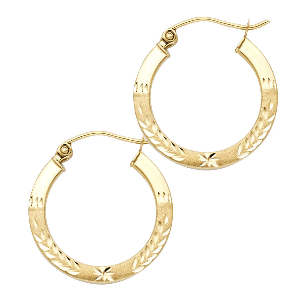 14K Yellow Gold Basic & Fancy Hoop Earring - ER30