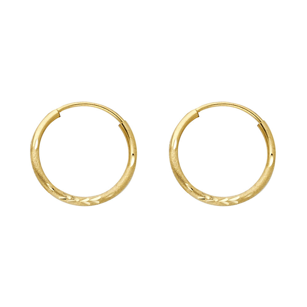 14K Yellow Gold Basic & Fancy Hoop Earring - ER32