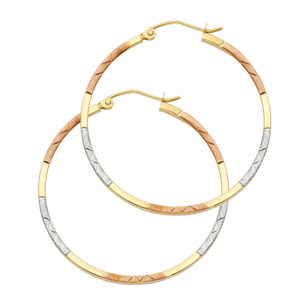14K Yellow Gold Basic & Fancy Hoop Earring - ER34