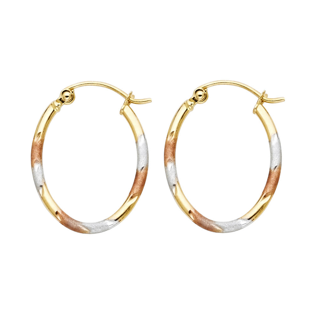 14K Yellow Gold Basic & Fancy Hoop Earring - ER35