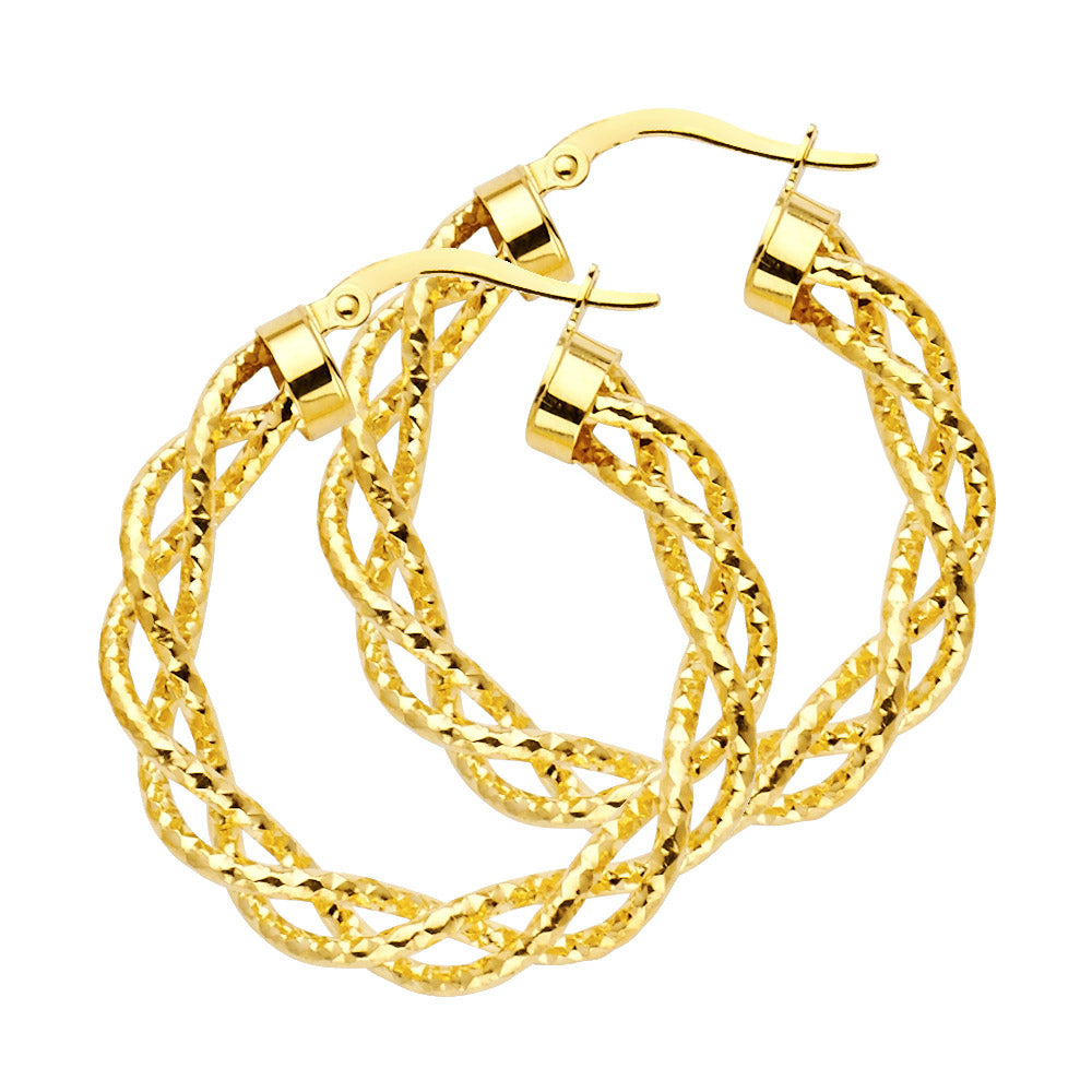 14K Yellow Gold Basic & Fancy Hoop Earring - ER56
