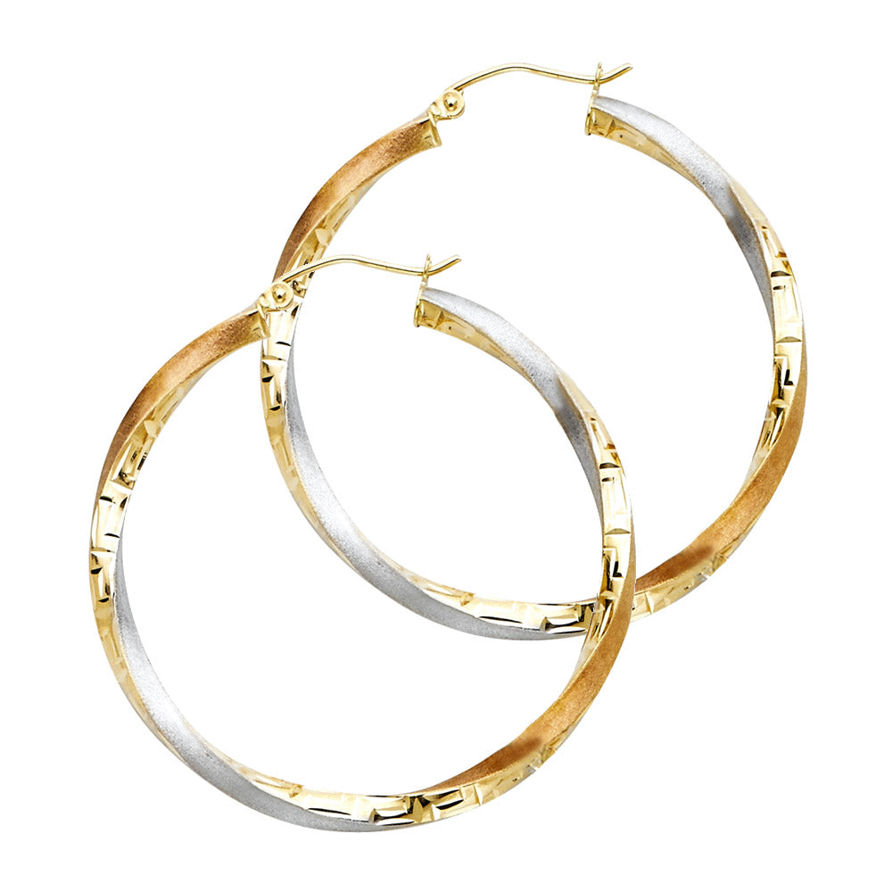 14K Yellow Gold Basic & Fancy Hoop Earring - ER59