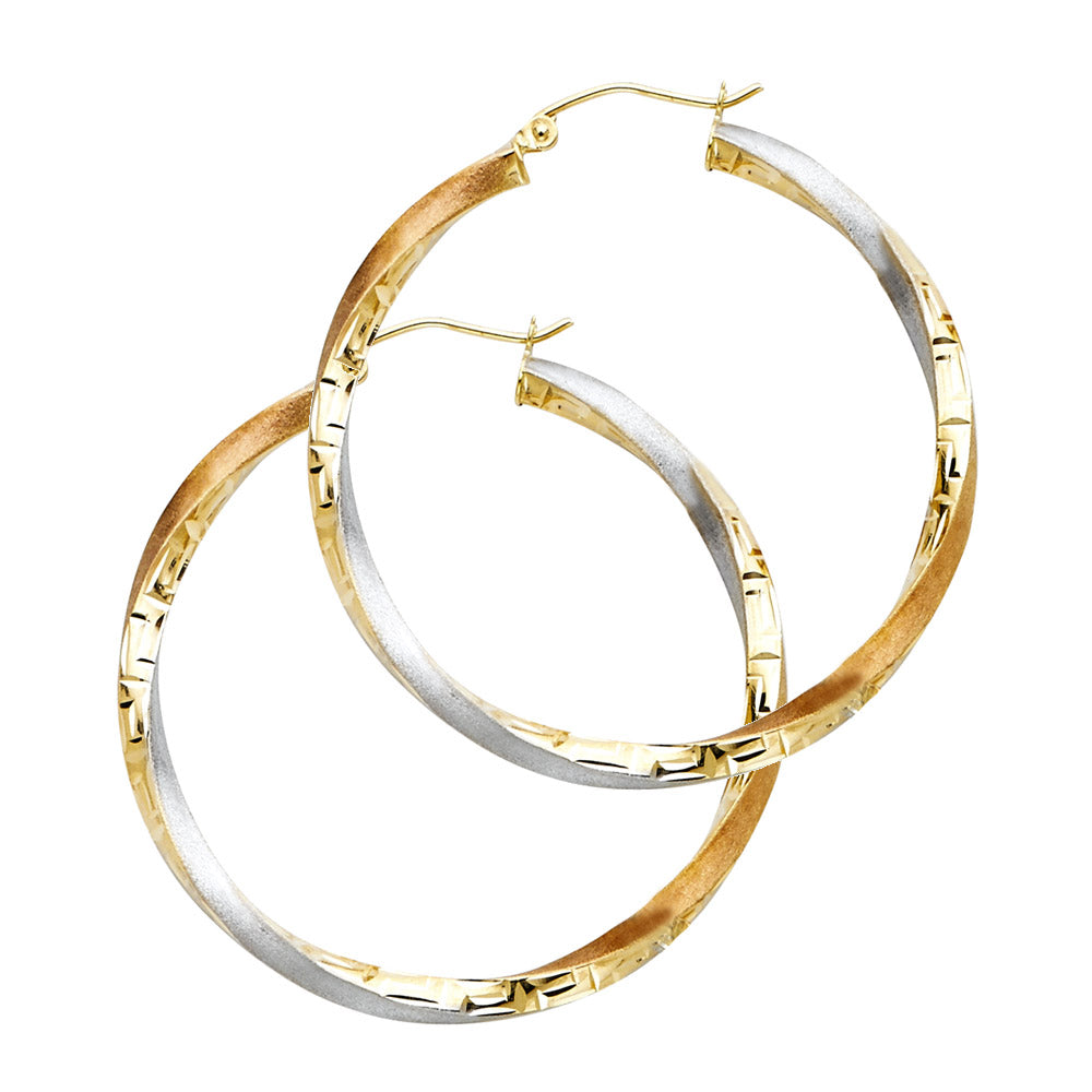 14K Yellow Gold Basic & Fancy Hoop Earring - ER60