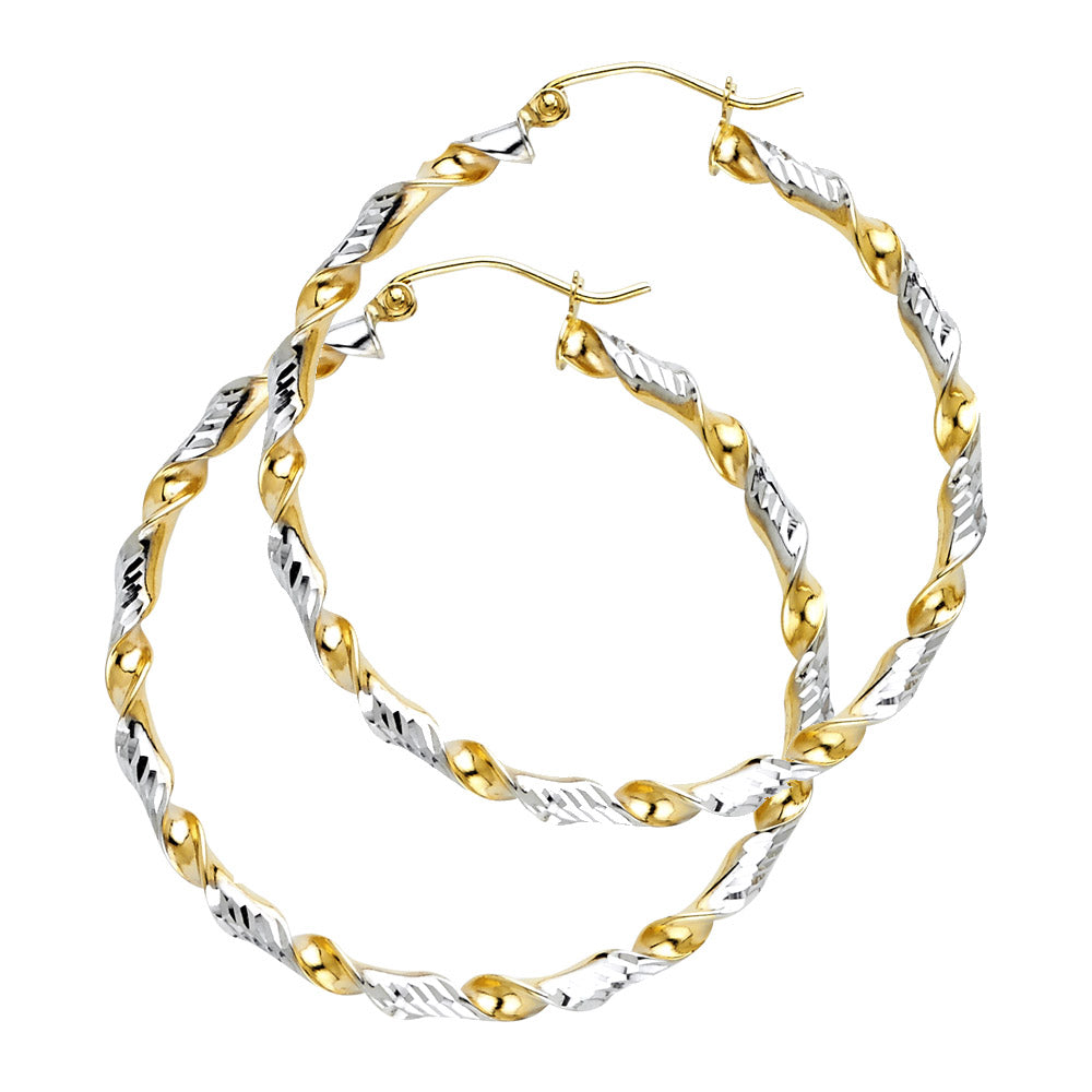 14K Yellow Gold Basic & Fancy Hoop Earring - ER61