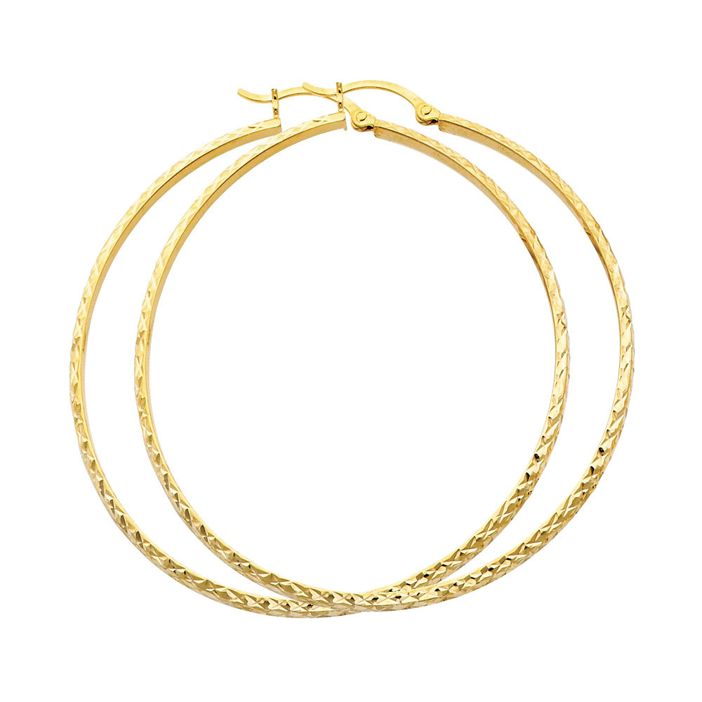 14K Yellow Gold Basic & Fancy Hoop Earring 2mm - ER69
