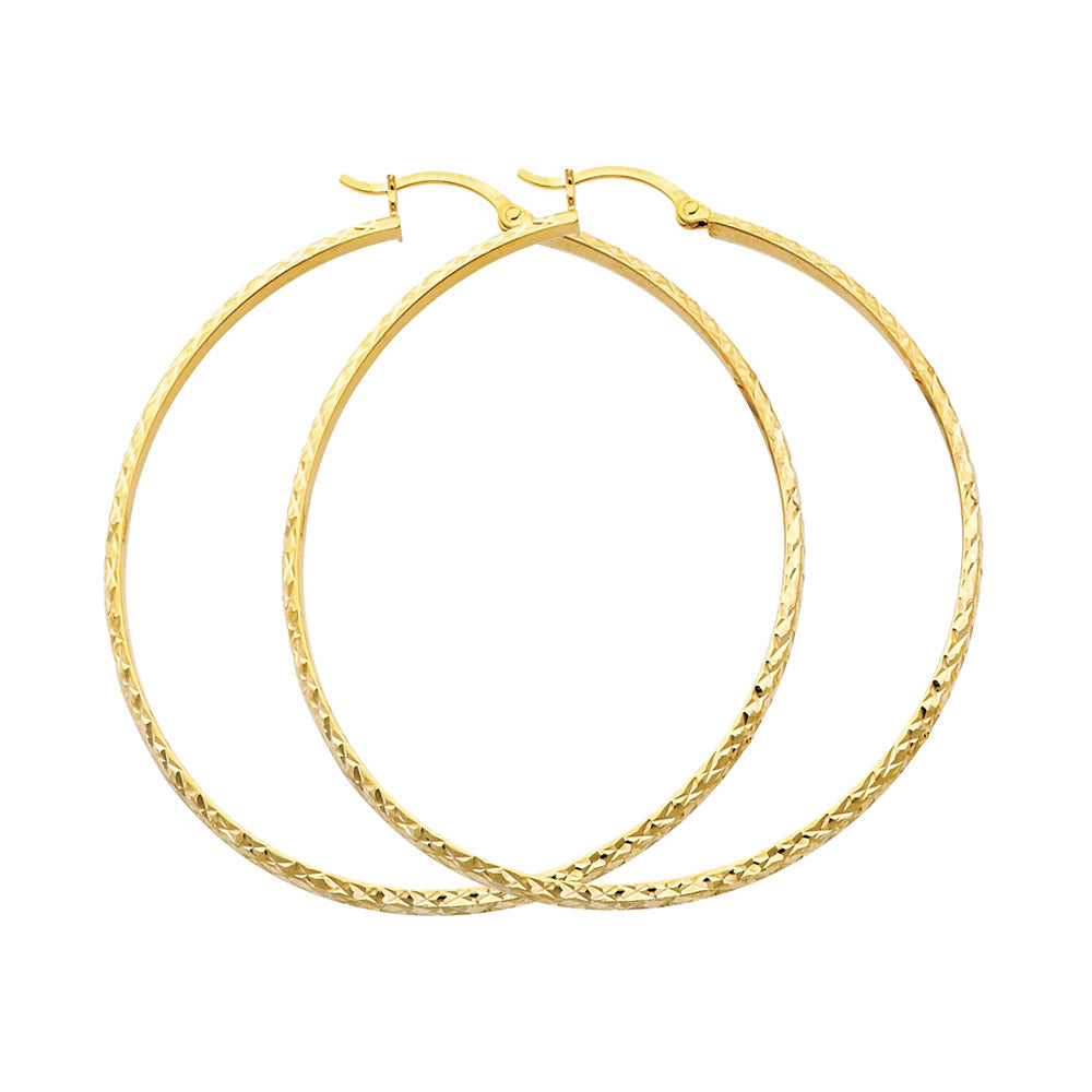 14K Yellow Gold Basic & Fancy Hoop Earring - ER70