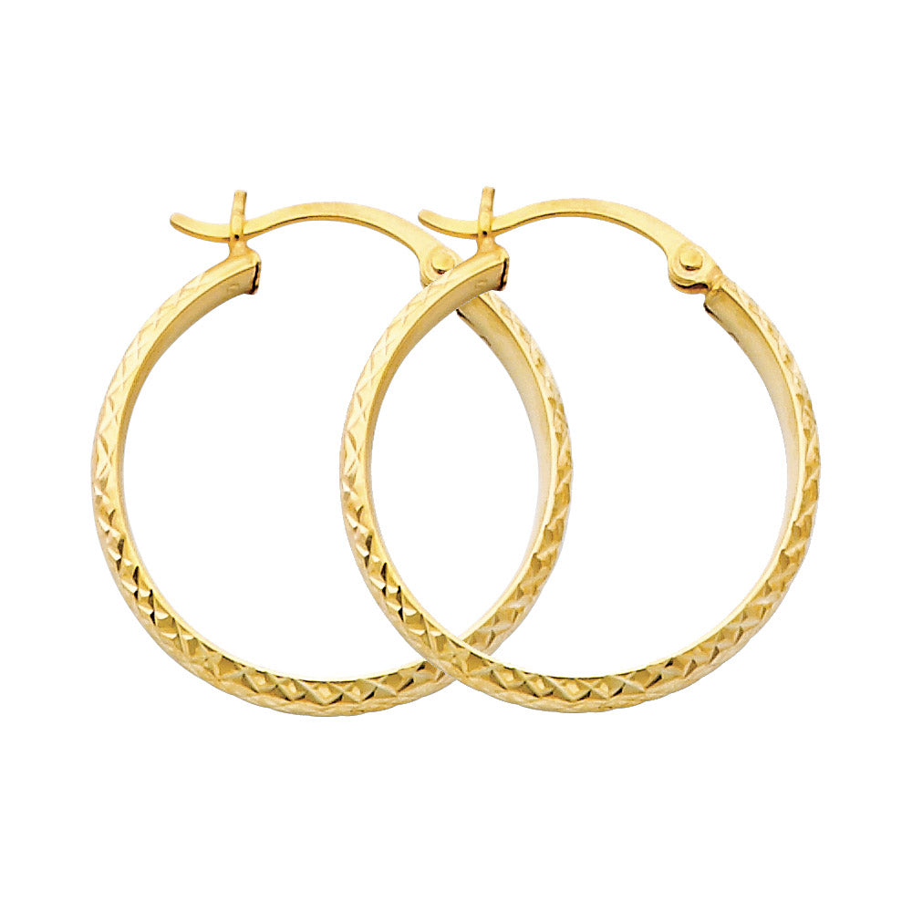 14K Yellow Gold Basic & Fancy Hoop Earring - ER72